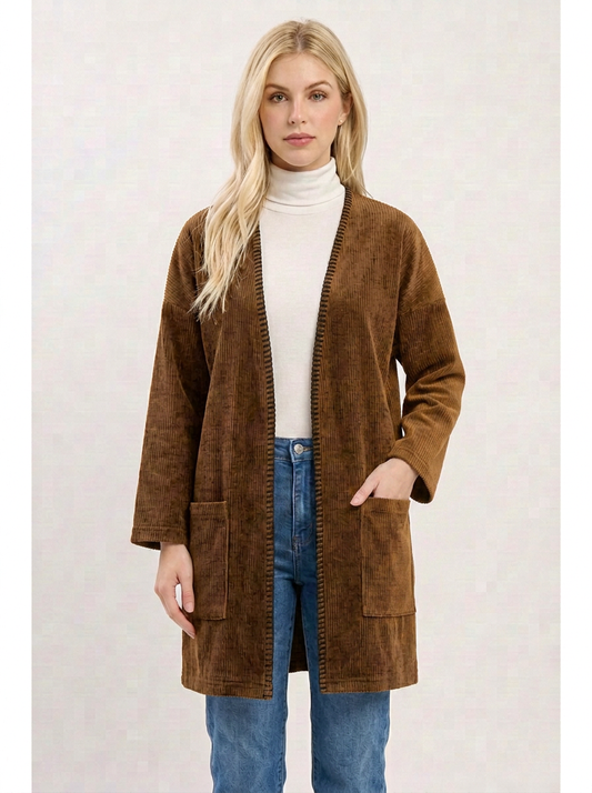 TL2134 Premium Knit Trim Open Cardigan