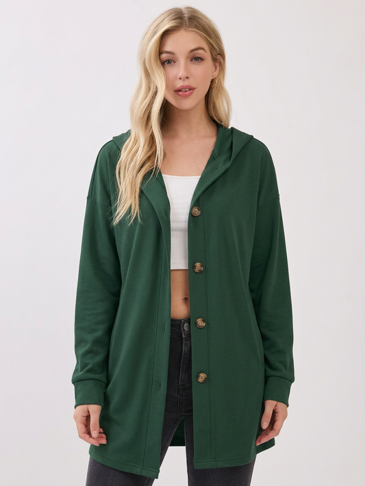 TL2144 Ribbed Knit Hoodie Shacket