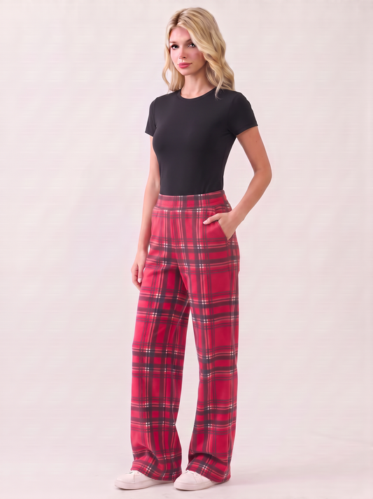 PA1204 Cozy Plaid Knit Pants