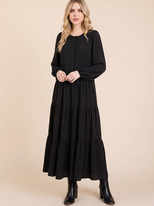 DL2052 ELEGANT TIERED MAXI DRESS