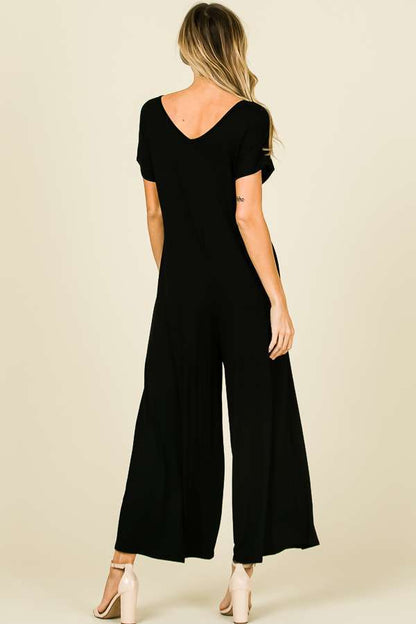 DA1144 SHORT SLEEVE JUMPSUIT WITH POCKETS