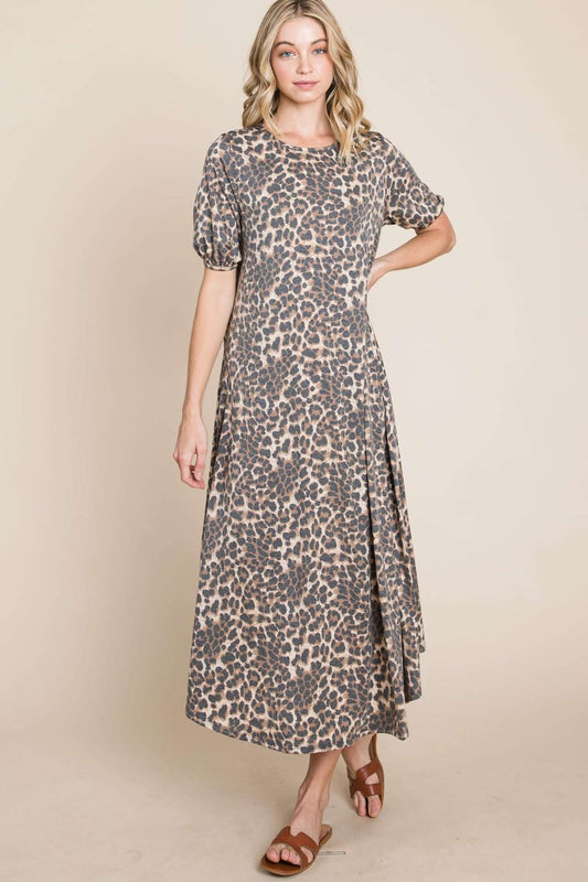 DA1360-LE ANIMAL PRINT MIDI DRESS