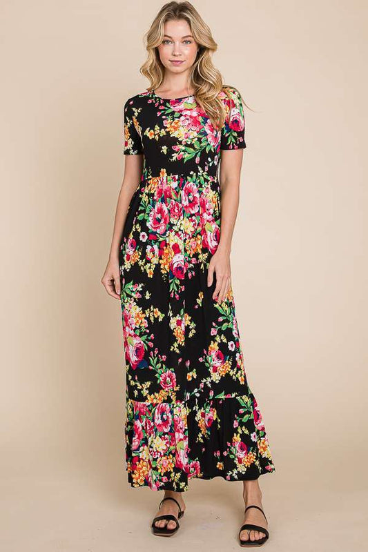 DA1465 BOLD FLORAL MAXI DRESS