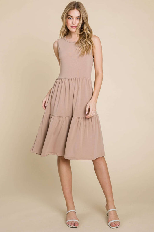 DA1517 SLEEVELESS TIERED MIDI DRESS