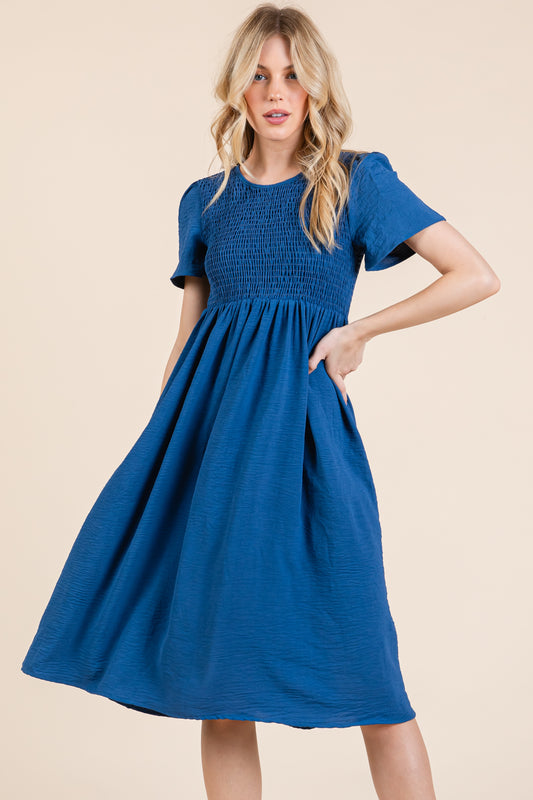 DA1600 SMOCKED BODICE DRESS