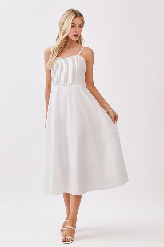 DA1638 Pintuck Smocked Midi Dress