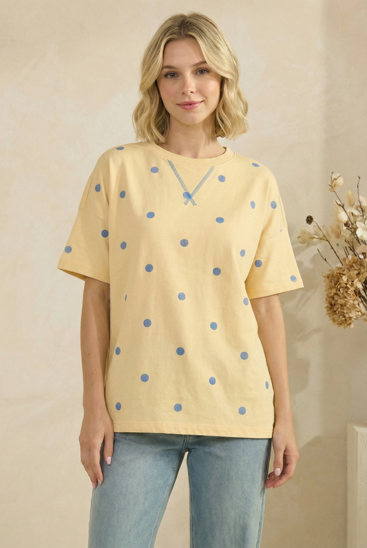 TA2487 Polka Dot Boxy Tee Top