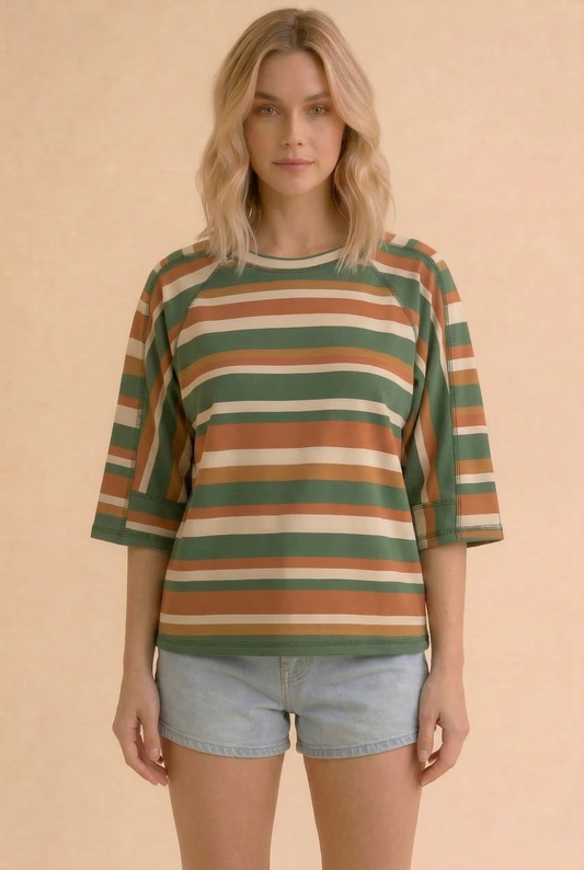 TA2506 Oversized Exposed Stitch Detail Top