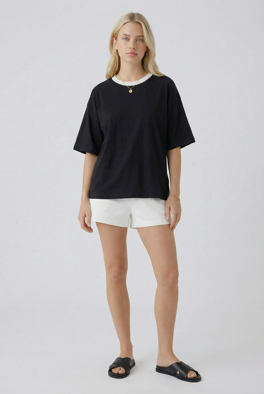 TA2470 Relaxed Contrast Neck Tee