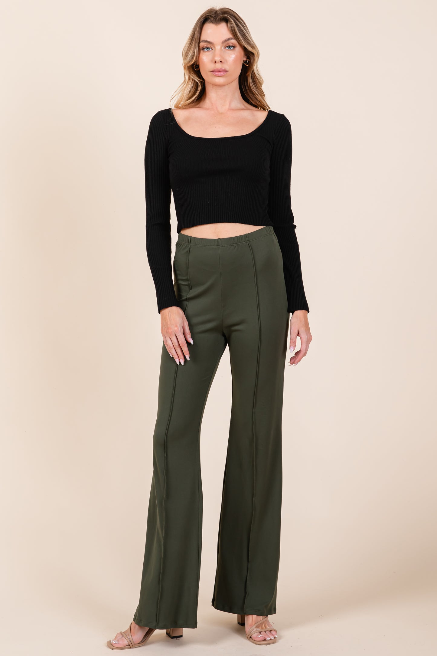 PA1097 SOLID PLEATED PANTS