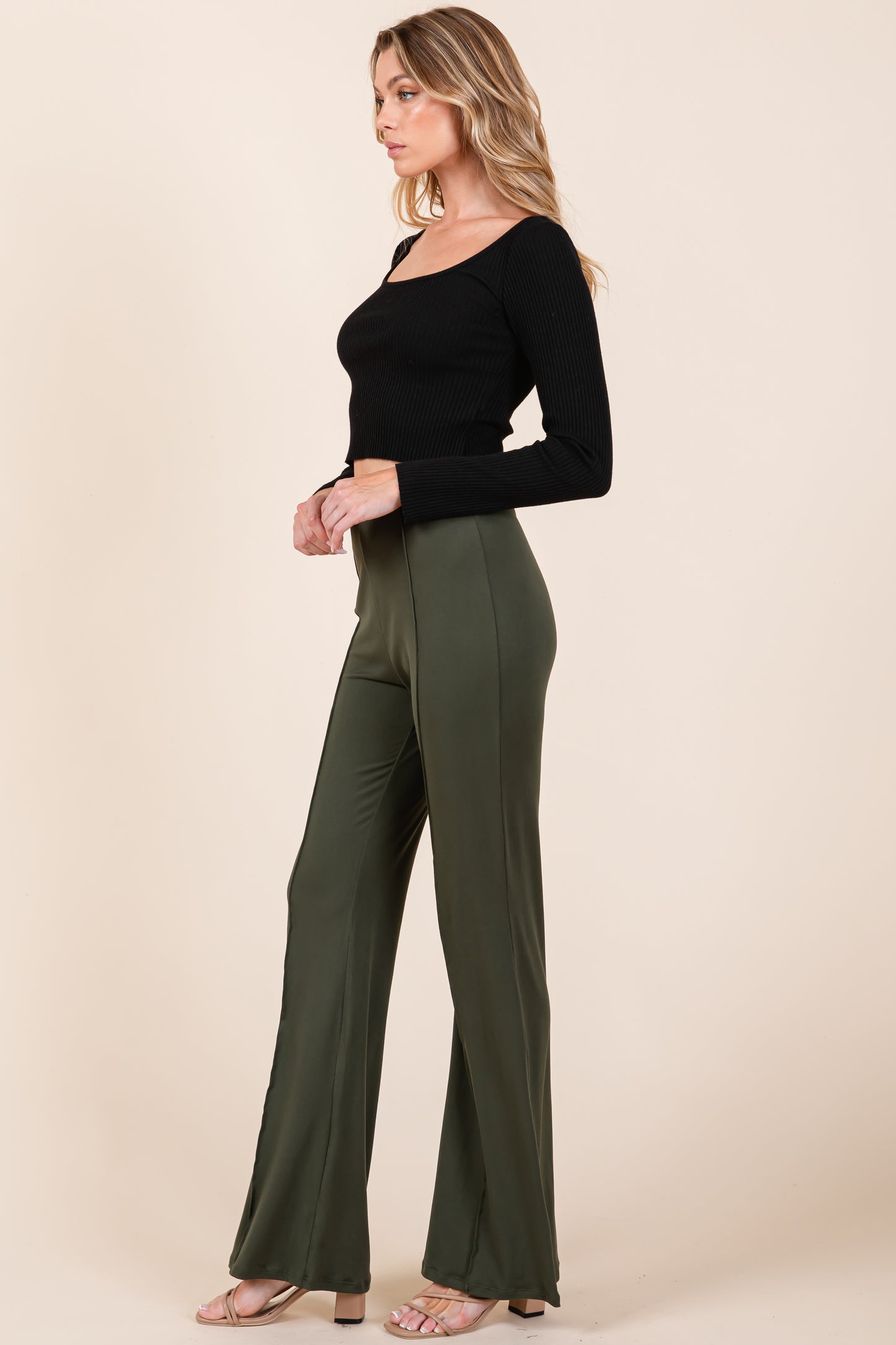 PA1097 SOLID PLEATED PANTS