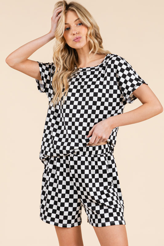 PA1128 Checkerboard Lounge Shorts