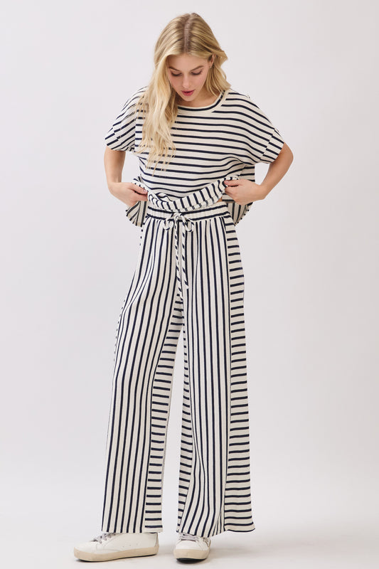 PA1141 Striped Knit Wide-Leg Pants