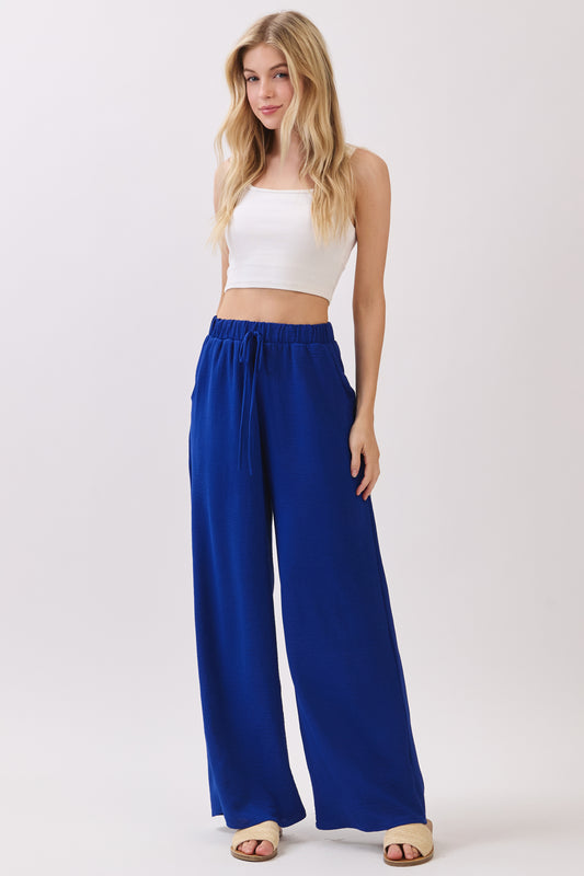PA1154 Wide-Leg Drawstring Pants with Pockets
