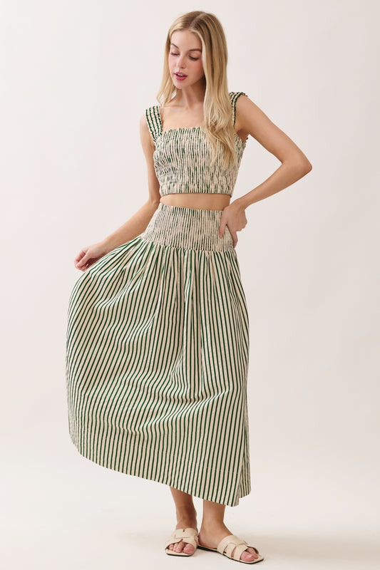 SET18 Smocked Crop Top & Maxi Skirt Set