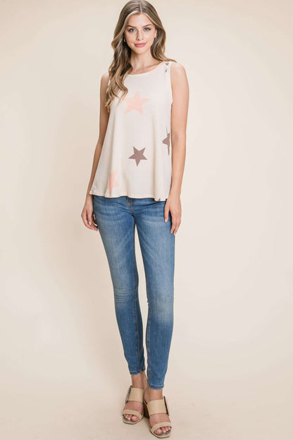 TA1728-SR CASUAL STAR PRINT TANK TOP