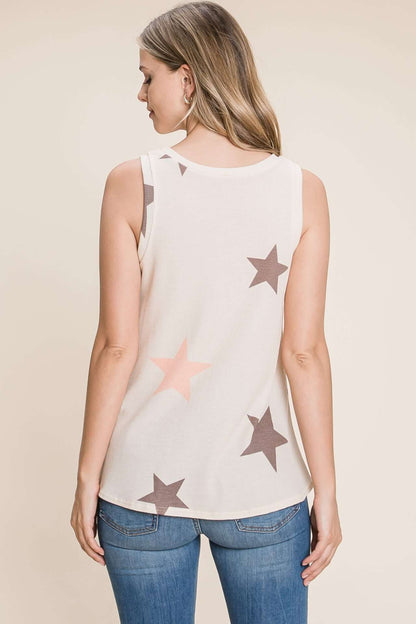 TA1728-SR CASUAL STAR PRINT TANK TOP