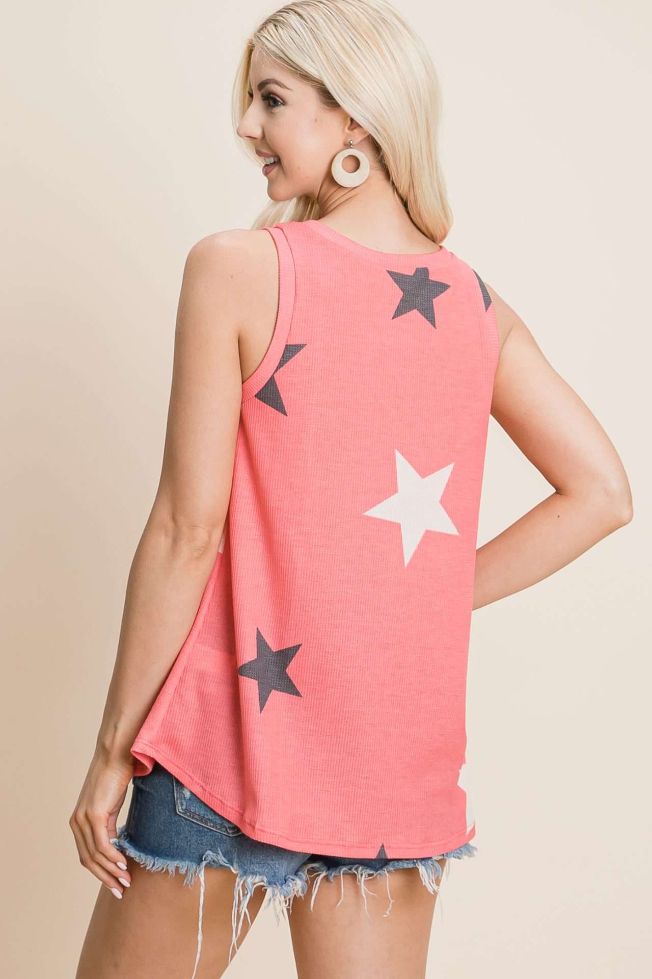 TA1728-SR CASUAL STAR PRINT TANK TOP