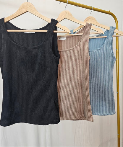 TA2226 CROPPED RIB KNIT TANK TOP