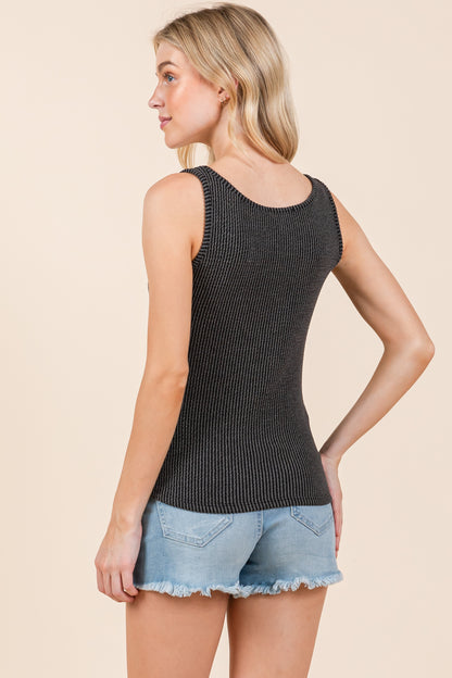 TA2226 CROPPED RIB KNIT TANK TOP