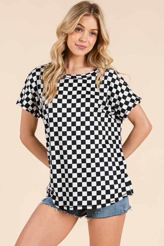 TA2356 Checkerboard Relaxed Tee