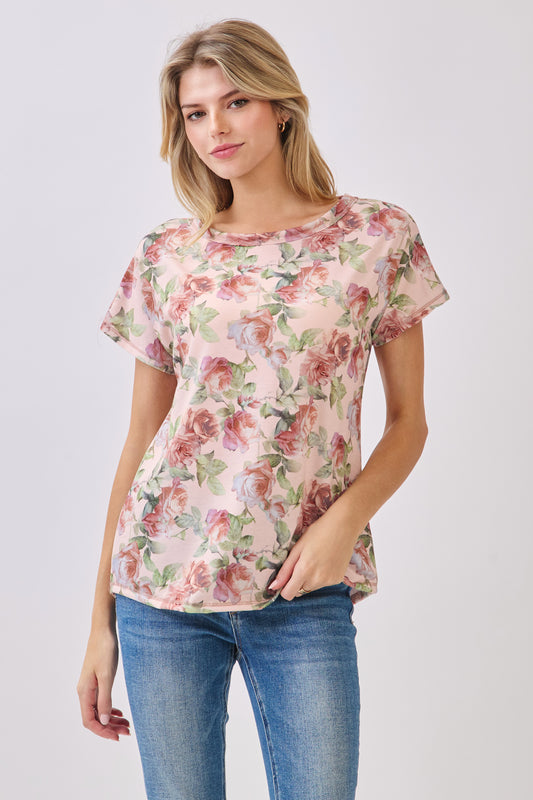 TA2402 Rose Garden Floral Knit Tee