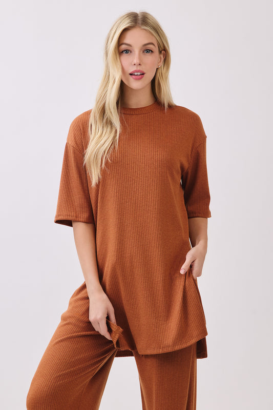 TA2406 Ribbed Tunic Top