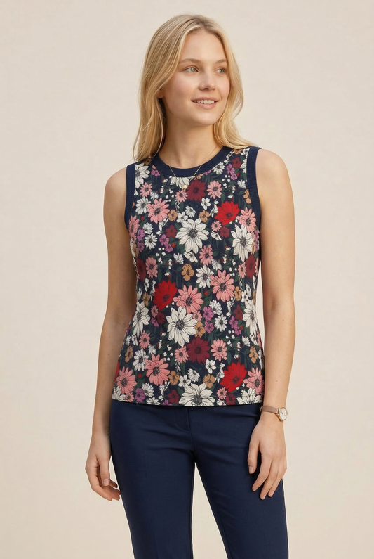 TA2502 Floral Sleeveless Top