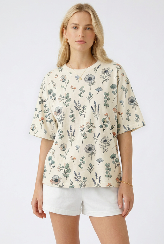 TA2537 Floral Relaxed Tee