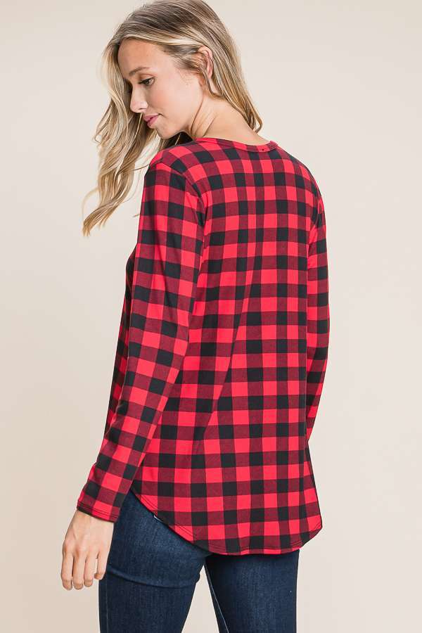 TL1626 CHECKER FAUX BUTTON TOP