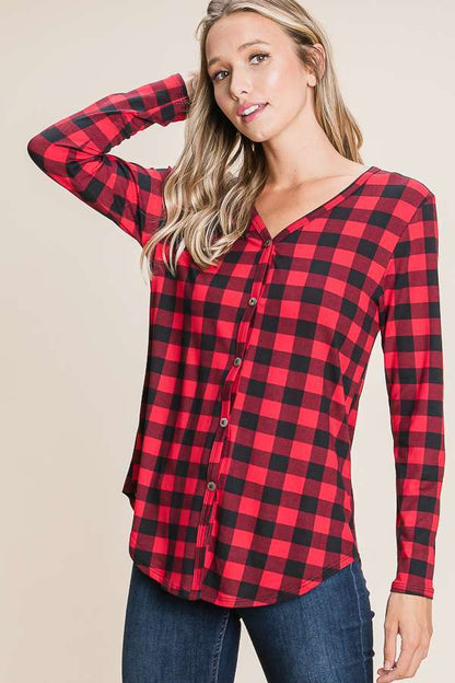 TL1626 CHECKER FAUX BUTTON TOP