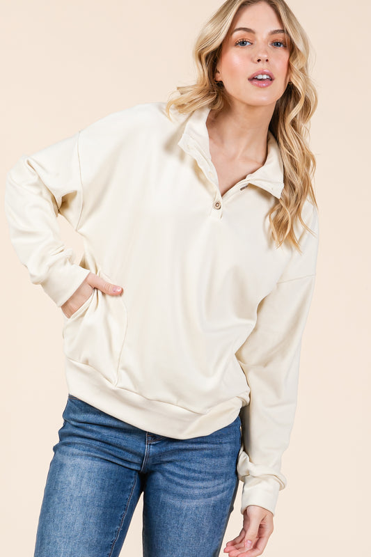 TL2016 QUARTER BUTTON PULLOVER