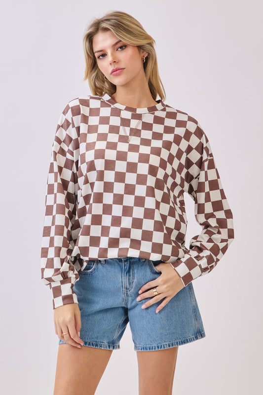 TL2074 Checkered Fleece Top