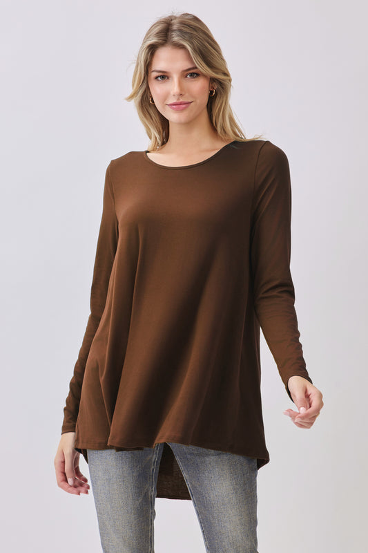 TL2075 Back Pleat Long Sleeve Tunic