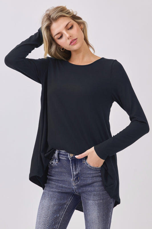 TL2075 Back Pleat Long Sleeve Tunic