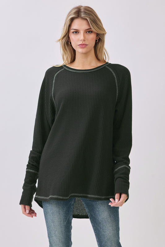 TL2076 Waffle Knit Long Sleeve Top