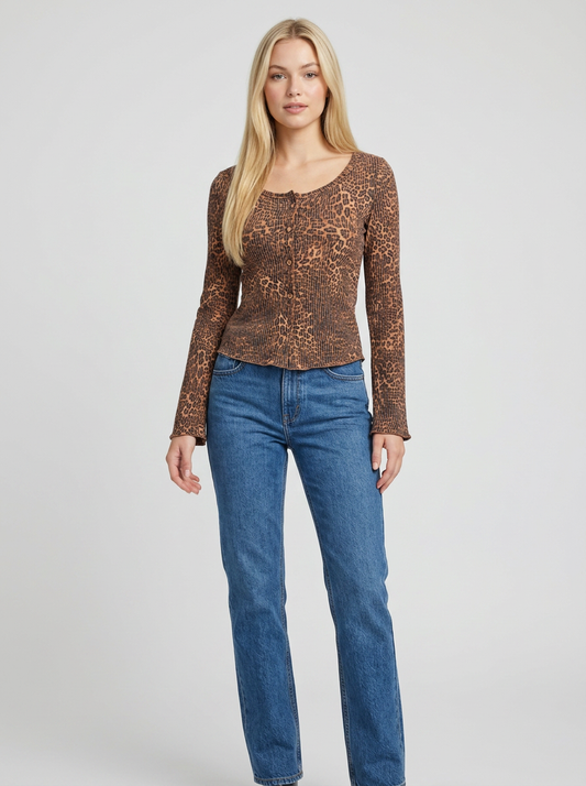 TL2129 Ribbed Button-Down Tee