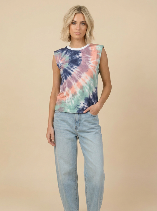TA2524 Tie-Dye Print Sleeveless Tank Top