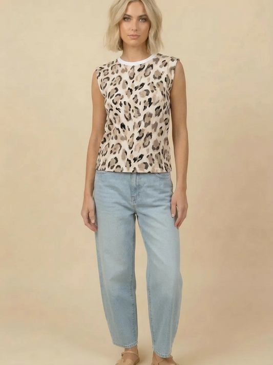 TA2525 Animal Print Sleeveless Tank Top