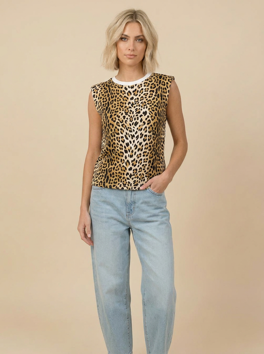 TA2528 Animal Print Sleeveless Tank Top